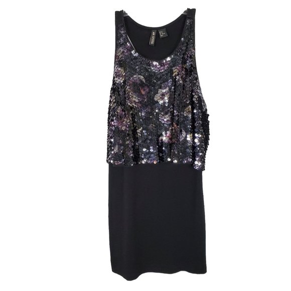 H&M Conscious Collection Size 10 Dress Mini Racerback Knit Purple Sequin Bodycon - Picture 2 of 7